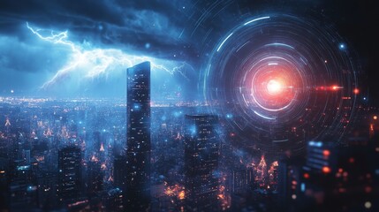 Futuristic AI-controlled weather forecasting systems predicting natural disasters with accuracy: Advanced AI models analyzing global weather patterns to predict hurricanes, earthquakes, and tsunamis.