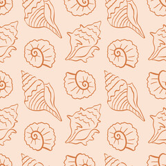 Sea shell seamless pattern. Ocean Seashell Print