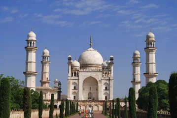 The Bibi-Ka-Maqbara. Aurangabad, Maharashtra, India.  The Bibi-Ka-Maqbara is a beautiful mausoleum of Rabia-ul-Daurani alias Dilras Banu Begum, the wife of the Mughal Emperor Aurangazeb