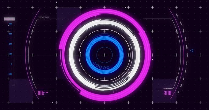 Animation of scope scanning and data processing over black background