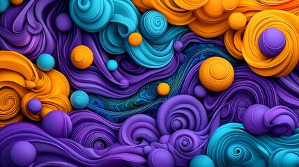 Bright colors swirl together in an abstract 3D design, alive with movement and creativity.