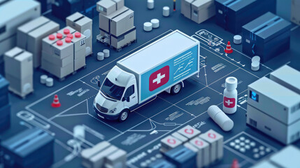 Obraz premium Ambulance standing emergency hall in hospital Timely and Efficient Delivery of Medications and Supplies