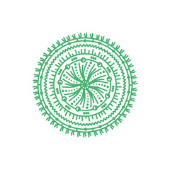 Simple mandala with aesthetic green color, beautiful line shape doodle that that inspired by wheel and flower, vintage that can be use for social media, wallpaper, etc.	