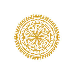 Simple mandala with aesthetic color, beautiful line shape doodle that that inspired by wheel and flower, vintage that can be use for social media, wallpaper, etc.	