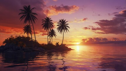 radiant sunset: a symphony of colors in nature's tranquility