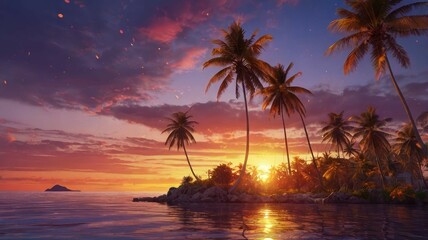 radiant sunset: a symphony of colors in nature's tranquility
