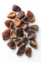 Obraz premium Dried Dates, Isolated dried date fruits on a white background, perfect for culinary or health-related projects Ideal for stock photography use