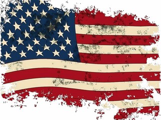 Vintage-style illustration of the American flag with a worn texture.