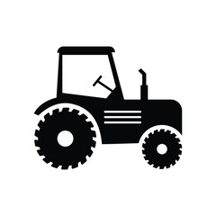 Farm tractor black and white flat vector icon design. Tractor symbol design and clip art
