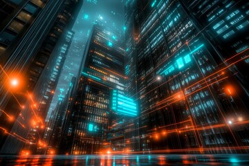 Neon Cityscape with Futuristic Lighting