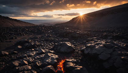 Lava Field Forgotten in Cloudy Summer: The Seeker's Journey Engulfed in Landslide