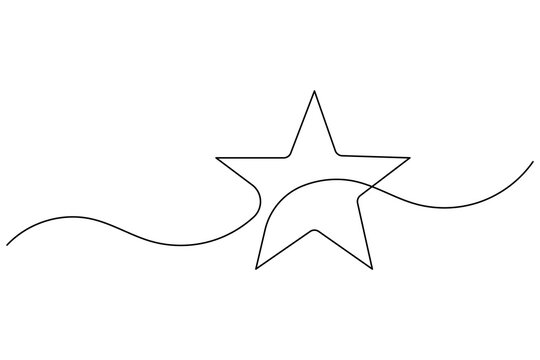 recommend clip art: Christmas star continuous one line drawing of isolated outline art and star vector icon