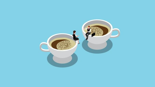 Communication or dialogue process as socialization isometric 3d animation cartoon