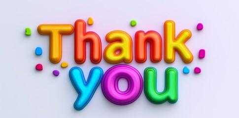 Naklejka premium Thank You Text in Bright Colorful 3D Letters
