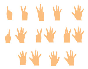 Counting Game to Ten with Fingers. Human hand count to ten vector