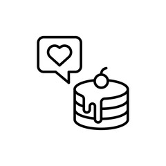 Love Pancake outline icons, minimalist vector illustration ,simple transparent graphic element .Isolated on white background