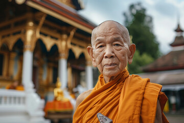 Naklejka premium Generative AI image of monk meditating peace and harmony