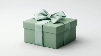 Obraz premium A Single Green Gift Box with a Bow