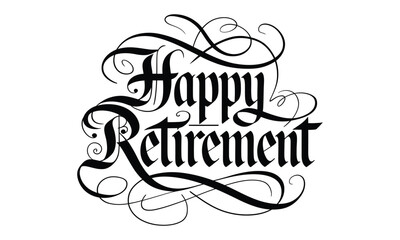 Happy Retirement Typography Vector Design - Minimalistic Lettering Artwork