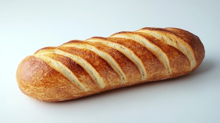 Crusty Homemade Baguette Bread On White Background