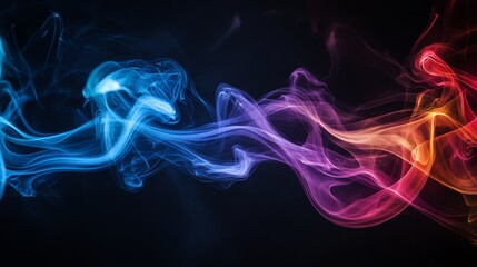 Abstract colorful smoke swirls on a black background.
