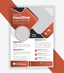 Modern flyer design for advertising promotion and growth company. Abstract flat flyer design. Navy blue black and colorful flyers. Creative unique nice clean design. Half-page A4 flyer free