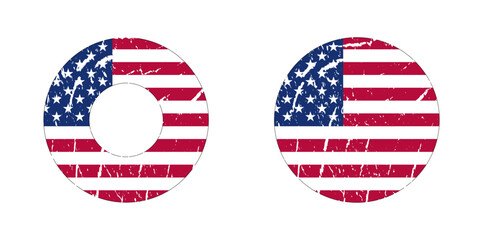 Retro style round usa flag button vector illustration. Usa freedom flag to use for 4th july independence day, memorial day projects. 