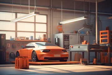 Obraz premium Car architecture vehicle factory.
