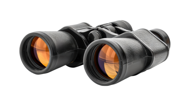 Black binoculars isolated transparent background - Powered by Adobe