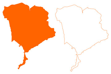 Breda city and municipality (Kingdom of the Netherlands, Holland, North Brabant or Noord-Brabant province) map vector illustration, scribble sketch Breda map