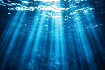 Sunbeams Piercing Through Deep Blue Waters