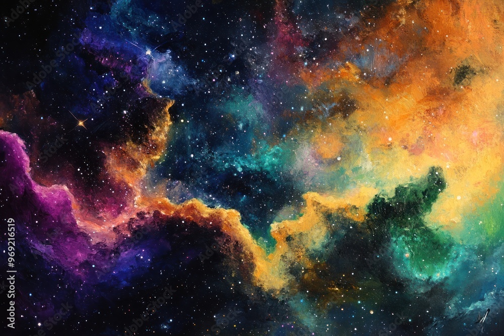 Sticker Amazing nebula cloud in deep space astronomy universe galaxy.