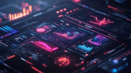 Obraz premium Futuristic AI-Driven Financial Management Tools for Personal Finance: A futuristic banking app using AI to help users optimize budgets, savings, and investments.