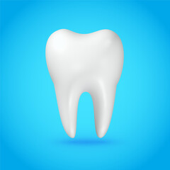 3D illustration of a tooth on a blue background