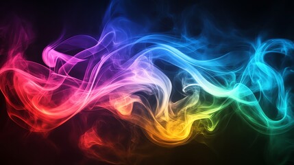 Abstract colorful smoke on a dark background.