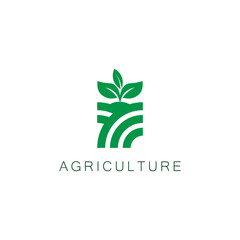 Obraz premium Agriculture creative logo elegant design line art badge vector illustration 