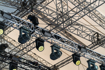 Professional lighting system on the concert stage used for enhancing live performances