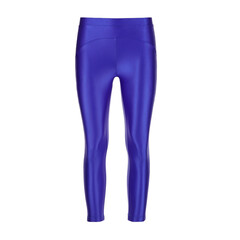 Blue shiny leggings isolated on white background