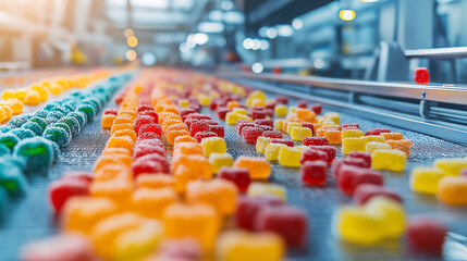 Obraz premium Industry factory manufacture candy confectionery production, sweet, delicious. Automatic candy plant factory