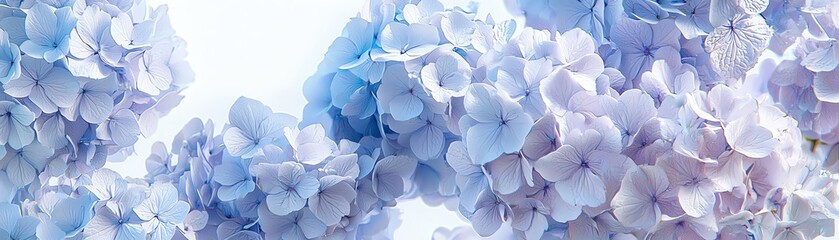 Delicate blue and purple hydrangea petals create a serene and inviting floral background, perfect for spring-themed designs.