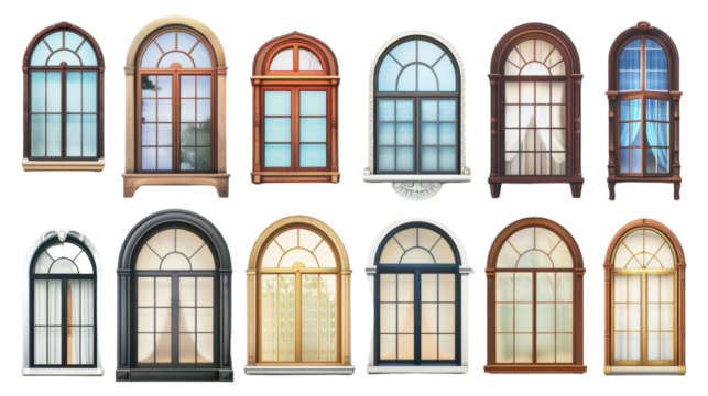 Modern windows on transparent background