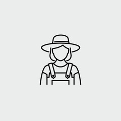 Farmer Woman Avatar Vector Line Icon