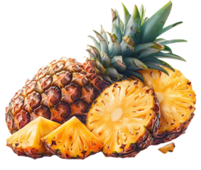 A pineapple cut out transparent isolated on white background PNG image