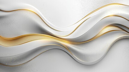 Obraz premium Abstract background featuring swirling gold and silver lines on a white surface, creating a luxurious and elegant feel