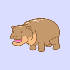 vector illustration of pygmy hippopotamus in cute cartoon style