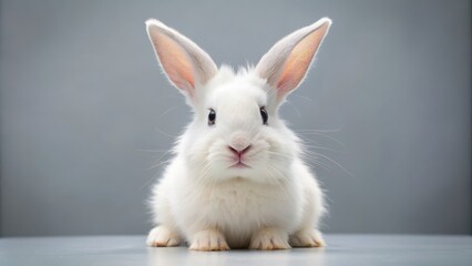 Obraz premium Adorable white rabbit with fluffy fur and floppy ears, cute, rabbit, fluffy, adorable, bunny, pet, animal, white, furry, happy