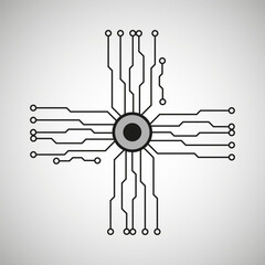 Abstract microchip background. Background with lines of circles and squares. Microprocessor.