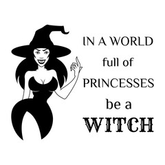 joky design with a sexy witch and lettering 