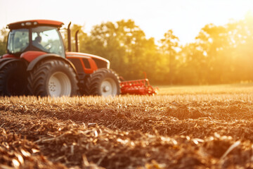 Obraz premium Farmer tractor in field