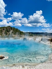 blue geyser in Yellowstone